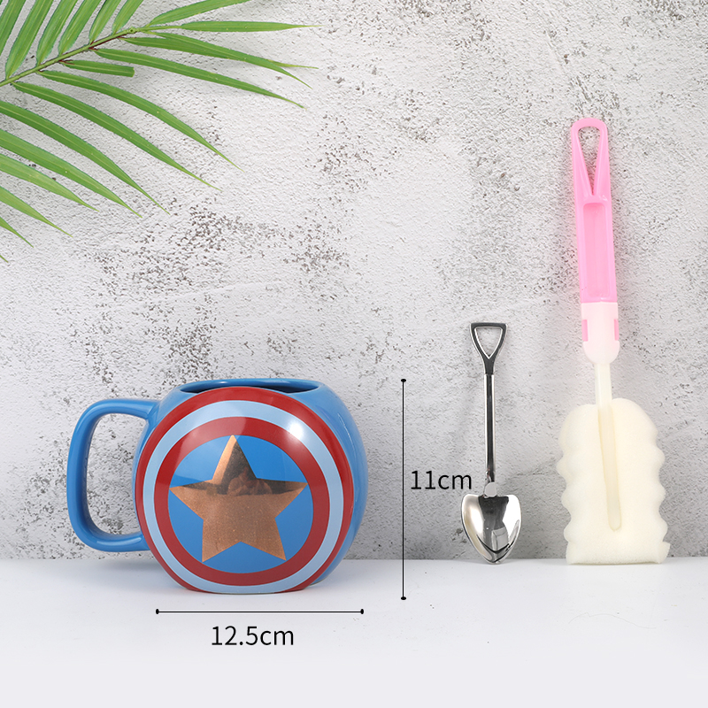 Cerámica transfronteriza Marvel Cup Iron Man con cubierta con cuchara taza Deadpool Thanos taza de agua tendencia de personalidad