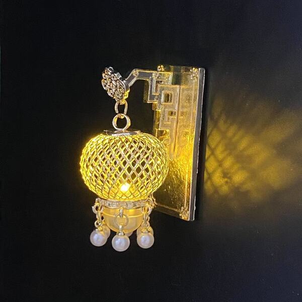 Wenchuang Explosive Luminous Lantern Refrigerator Sticker New Chinese Pavilion Tassel Refrigerator Pendant Ancient Style Palace Pearl Hanging