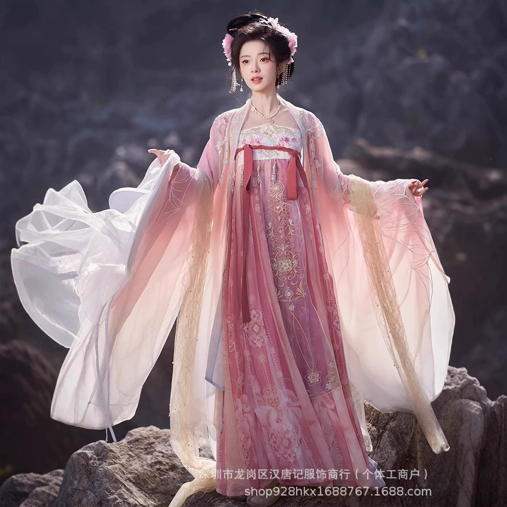 Оригинальная Hanfu женская тяжелая промышленная вышивка с большими рукавами