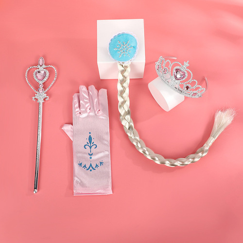 Fairy tale Princess Elsa suit ice and snow series magic wand crown gloves accessories children's makeup clothing props