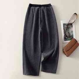 实拍 毛呢九分裤女2025秋冬新款大码显瘦九分宽松休闲奶奶裤