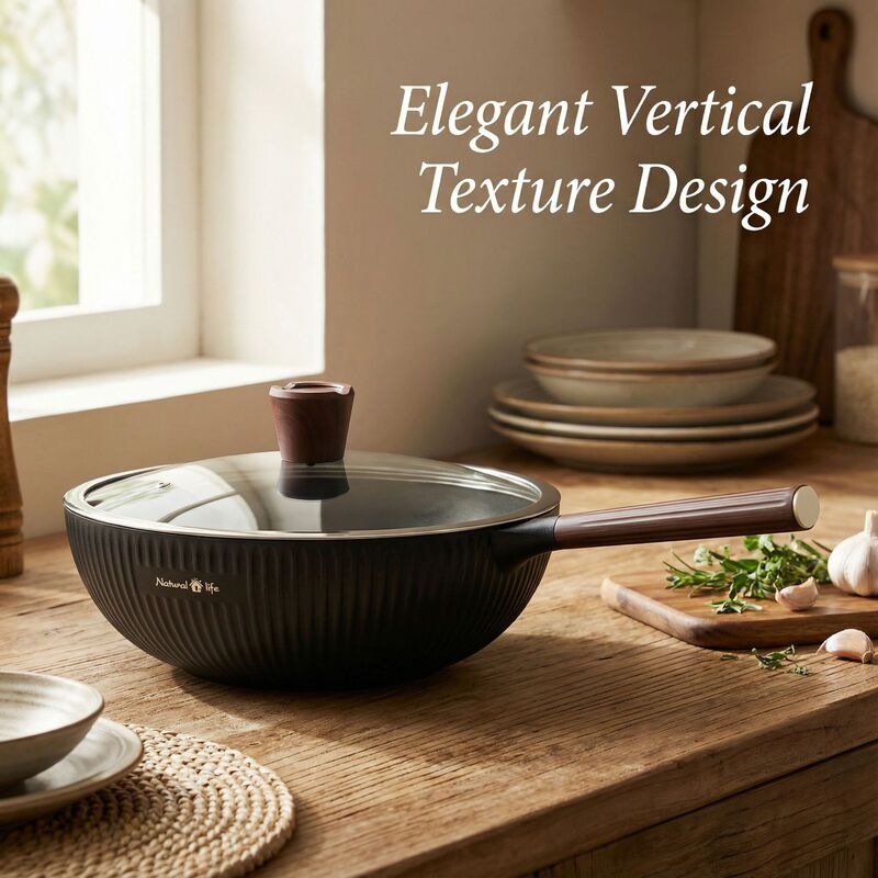 Cross-Border Solid Color Frying Pan Non-Stick Kitchen Gas Stove Gas Universal Easy-To-Clean Frying Pan Household Pot Set