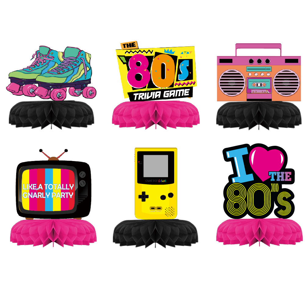 Fábrica directa discoteca tema de cumpleaños decoración de panal de escritorio decoración de panal de fiesta retro 80s90s