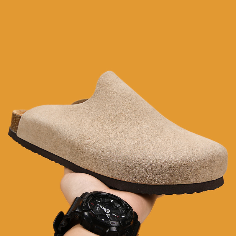 Cross-border best-selling couple's winter Birkenstock-style slippers, men's closed-toe cork-soled slippers, women's Korean-style outdoor fashion half-slippers Cross-border best-selling couple's winter Birkenstock-style slippers, men's closed-toe cork-soled slippers, women's Korean-style outdoor fashion half-slippers
