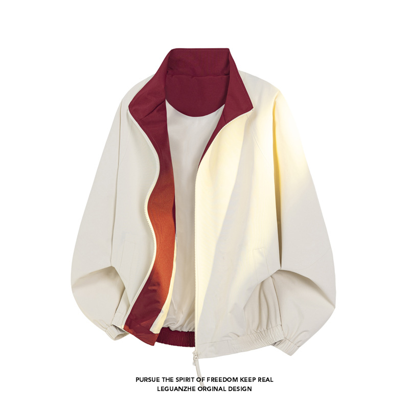 American-style Color-block Flight Jacket For Men, Spring Cleanfit Double-zipper Sports Jacket, Outdoor Three-proof_mkmklike.com