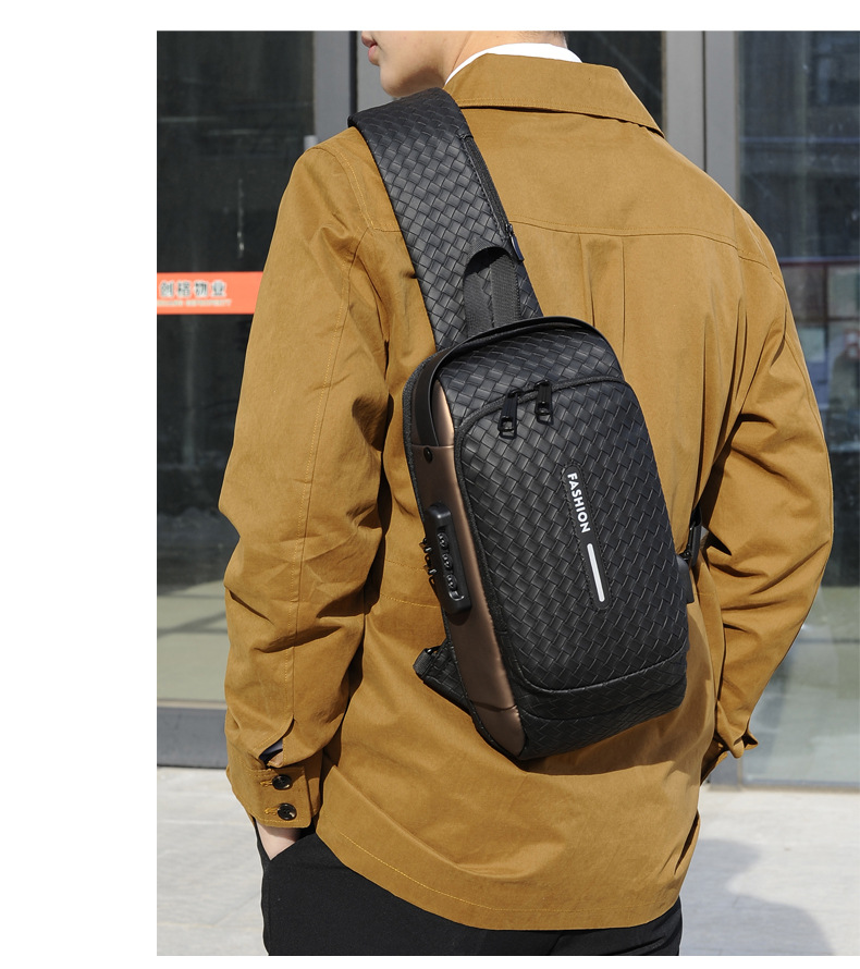 Cross-border men's chest bag, anti-theft password lock, single-shoulder bag, casual and simple crossbody bag, water-resistant outdoor storage chest bag undefined