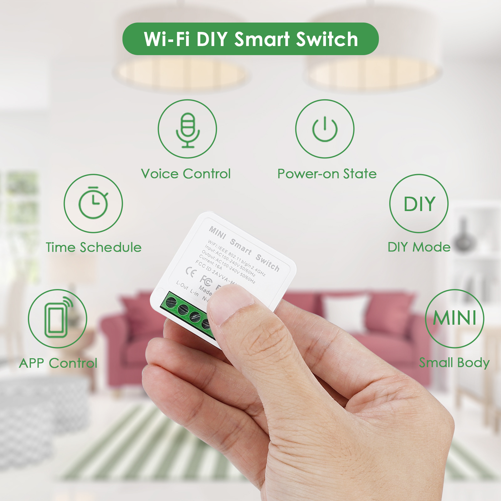 Tuya Tuya Mini switch DIY Wifi smart switch 16A mini concealed switch smart home
