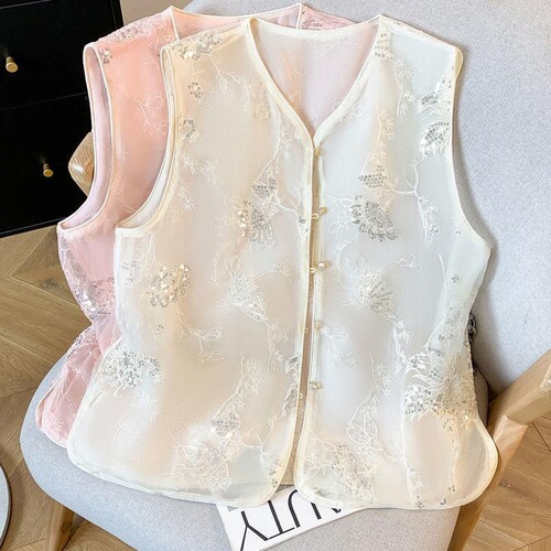 Foreign style, new Chinese vest, thin style, heavy industry, China style vest, small style, popular style, retro new Chinese vest for women