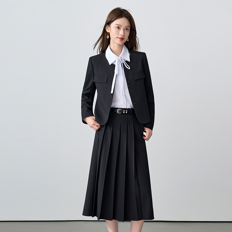 秋冬季职业女装休闲减龄工装幼儿园老师工作服大学生外套短款套裙