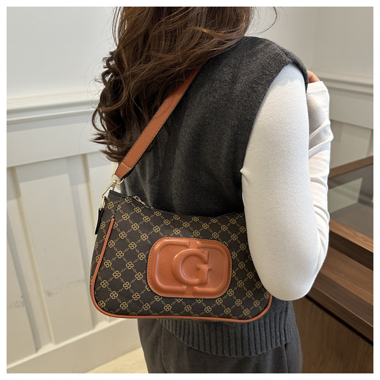 Cross-border retro trend small square bag for women, new fashionable printed French small square bag, niche and stylish single-shoulder crossbody bag undefined