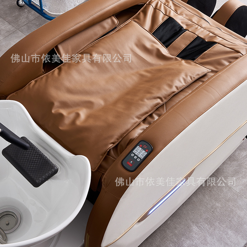 Cerámica de alta calidad cuero totalmente automático inteligente masaje eléctrico lavabo de cabello barbería cabello especial salón de cabello cama