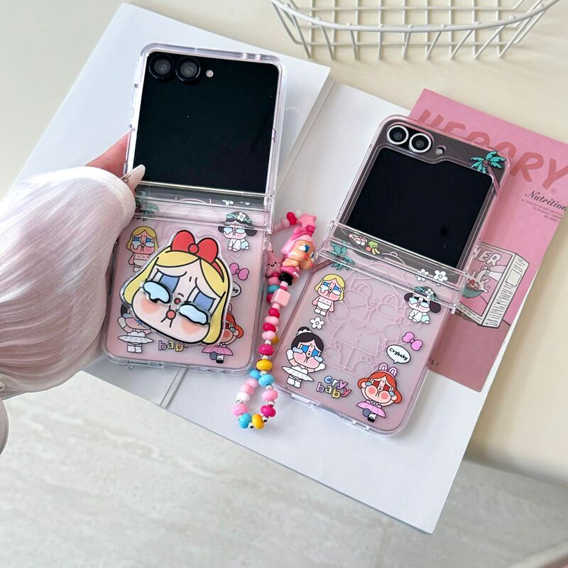 Trendy Crying Baby Samsung Z Flip 7 Phone Case Foldable Screen 4 Anti-Drop Flip Cover 3 Creative Female Z Flip 6 Protective Case