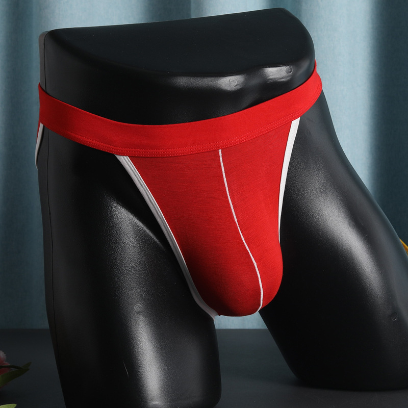 Men's Underwear High Fork Briefs Mid-Waist Modal Breathable Sexy Sports Cross-Border G-string Underpants Headline Hair
