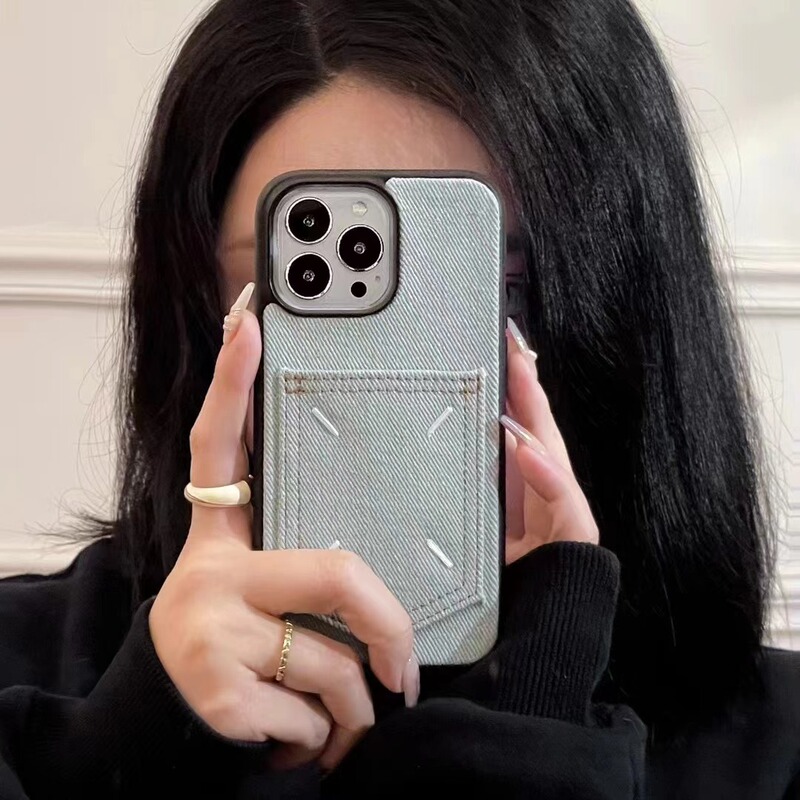 Suitable for Evaluating 15Promax Phone Cases, Trendy Embroidered Iphone14Pro Anti-Drop Cases, Card-Insertable Denim Fabric 17P Suitable for Evaluating 15Promax Phone Cases, Trendy Embroidered Iphone14Pro Anti-Drop Cases, Card-Insertable Denim Fabric 17P
