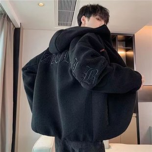 Lambskin Jacket Men's Autumn 2024 New Fleece Autumn Clothes Autumn Clothes Autumn and Winter Fashionable Brand Men's Jacket