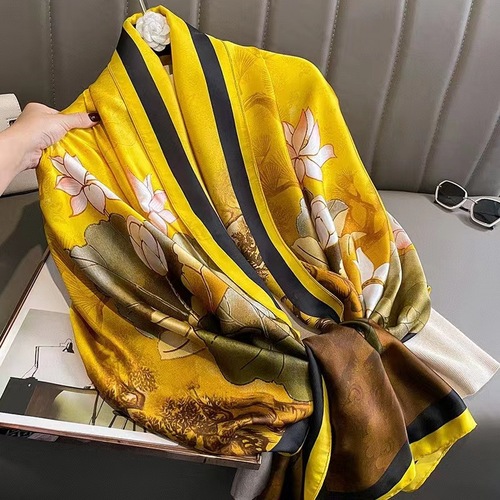 2024 New Lyin Satin Scarf for Women Spring and Autumn Style Trendy Korean Version Elegant and Versatile Hangzhou Silk Neck Scarf Shawl