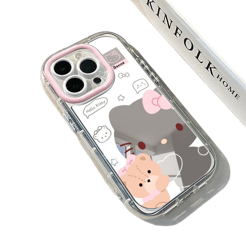 适用苹果17手机壳kt兔耳朵华为vivo/oppo小米iPhone16镜面奶油壳|undefined