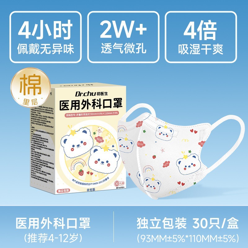 Three dimensional summer children's medical mask