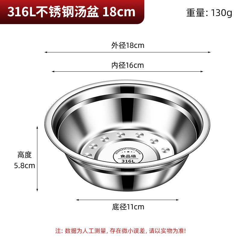 [Extra Thick Type-2 Pack] 316 Stainless Steel Basin 18CM