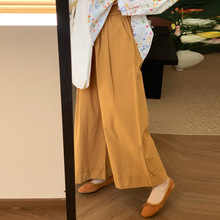 夏季薄款纯棉孕妇抽绳阔腿裤孕妇高腰显瘦宽松直筒九分休闲裤抽绳