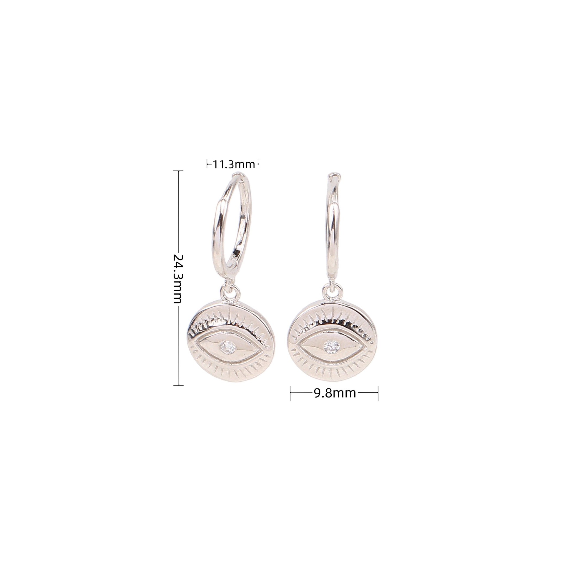 Electroplating Gold Plating Process 925 Sterling Silver Ear Needle Material 1 Pair 925 Sterling Silver Zircon Devil'S Eye Drop Earrings