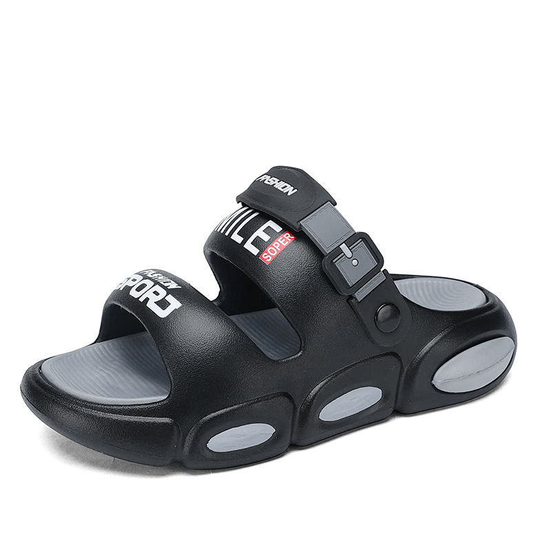 Zapatillas hombre comercio exterior gran tamaño suela gruesa chanclas exteriores moda hombres verano dos cinturones sandalias y zapatillas de playa de doble uso