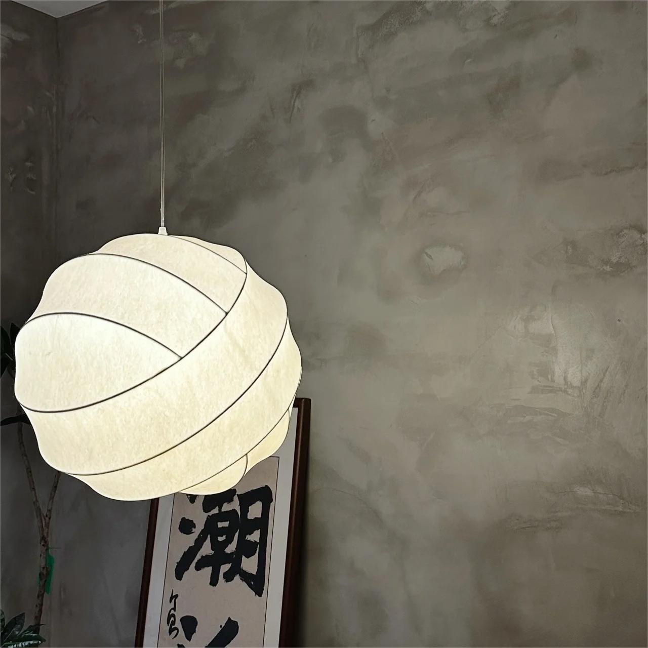 Lámpara de seda de estilo japonés lámpara de sala de estar lámpara de dormitorio diseñador retro Zen creativo lámpara de decoración residencial