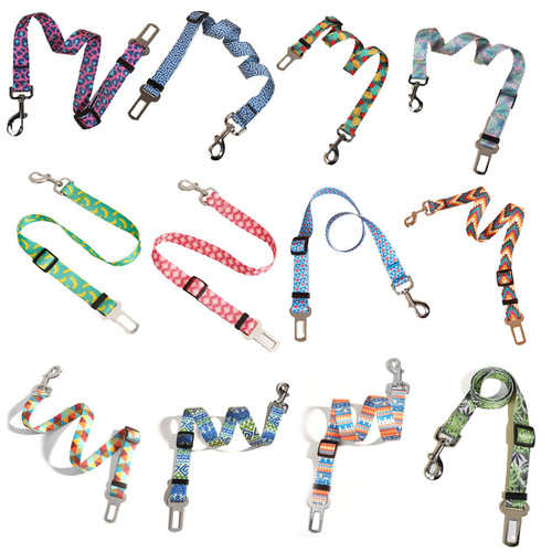 WAOPET New Printed Pet Car Safety Belt Dog Harness Nylon Car Pet Supplies