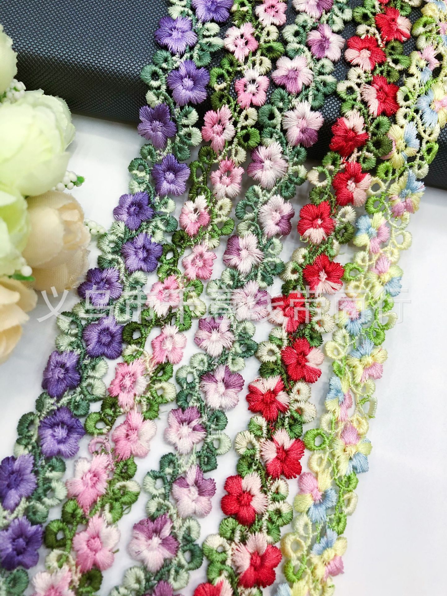 现货2cm七彩水溶花边发饰装饰服装辅料手工DIY彩色花边