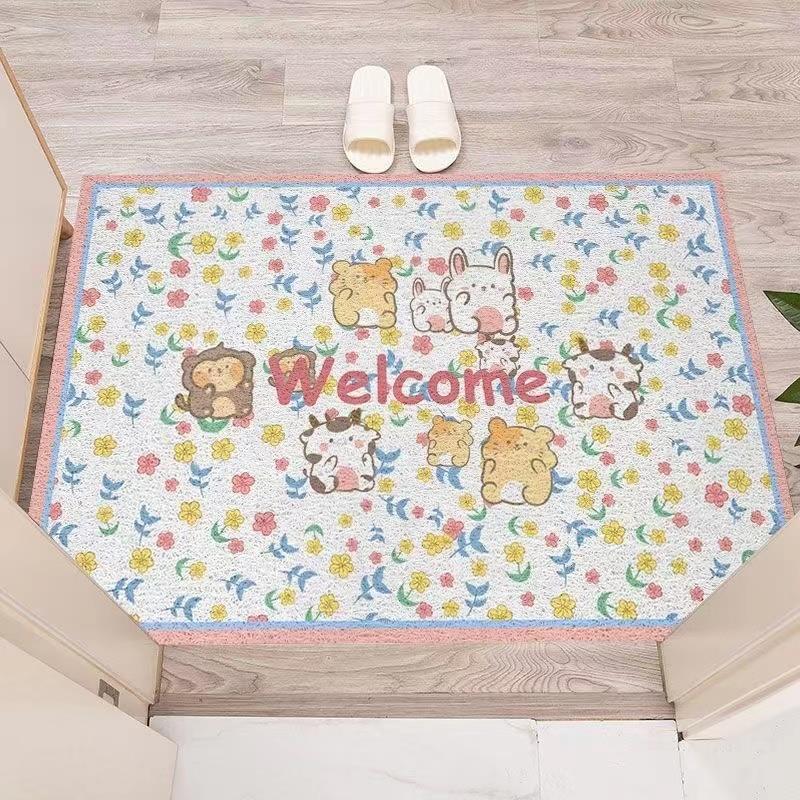 Entrance door silk loop mat, can be cut to size, hallway doormat, semi-circular door mat, non-slip, dirt-resistant