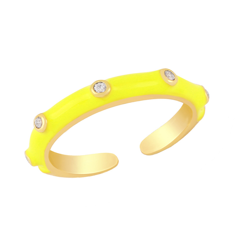 Vente En Gros Bague En Cuivre Zircone Micro-incrustée Couleur Bonbon Nihaojewelry display picture 1