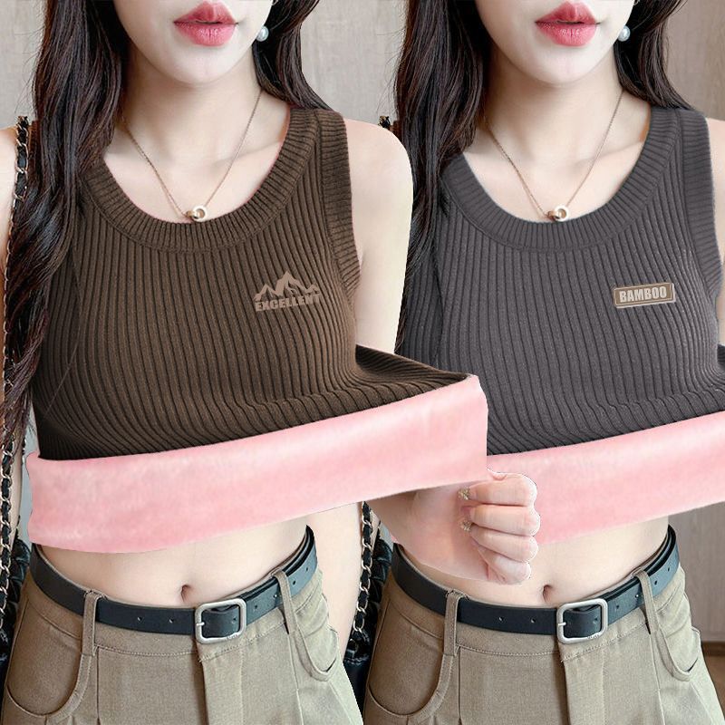 单/两件保暖背心女加绒加厚冬季内搭小吊带内衣美背上衣打底衫女