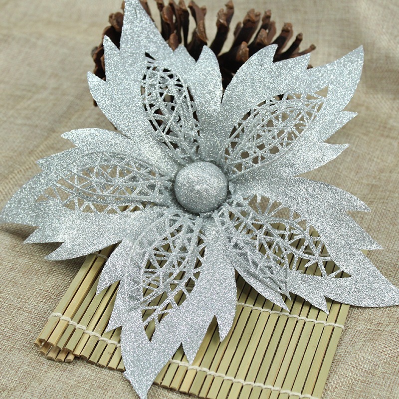 Decoración del árbol de Navidad flores de Navidad flores de polvo de oro regalos de Navidad accesorios de guirnaldas de Navidad