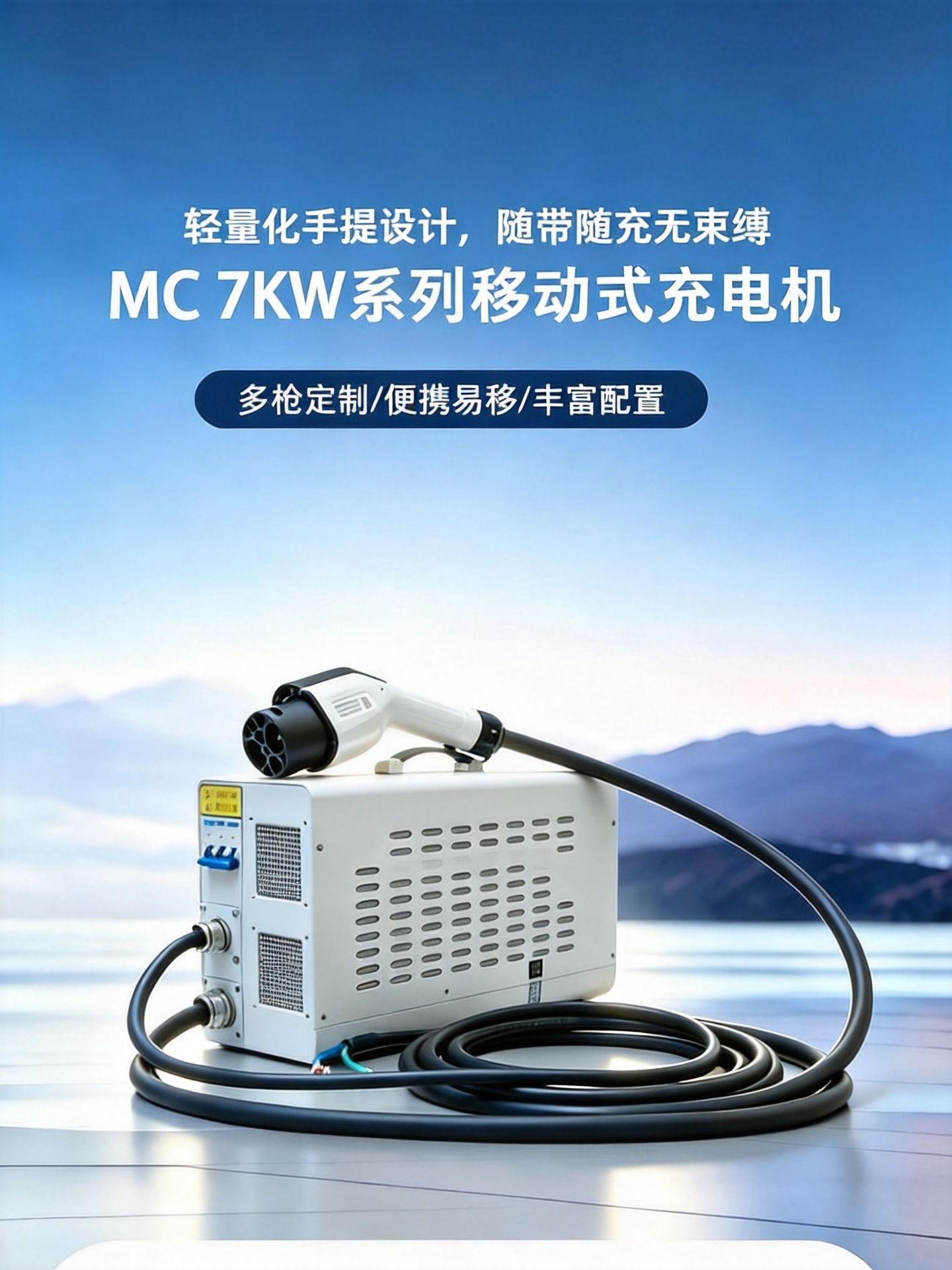 European standard 7kW portable DC charging station manufacturer, mobile new energy fast charging station supports 380V AC input voltage