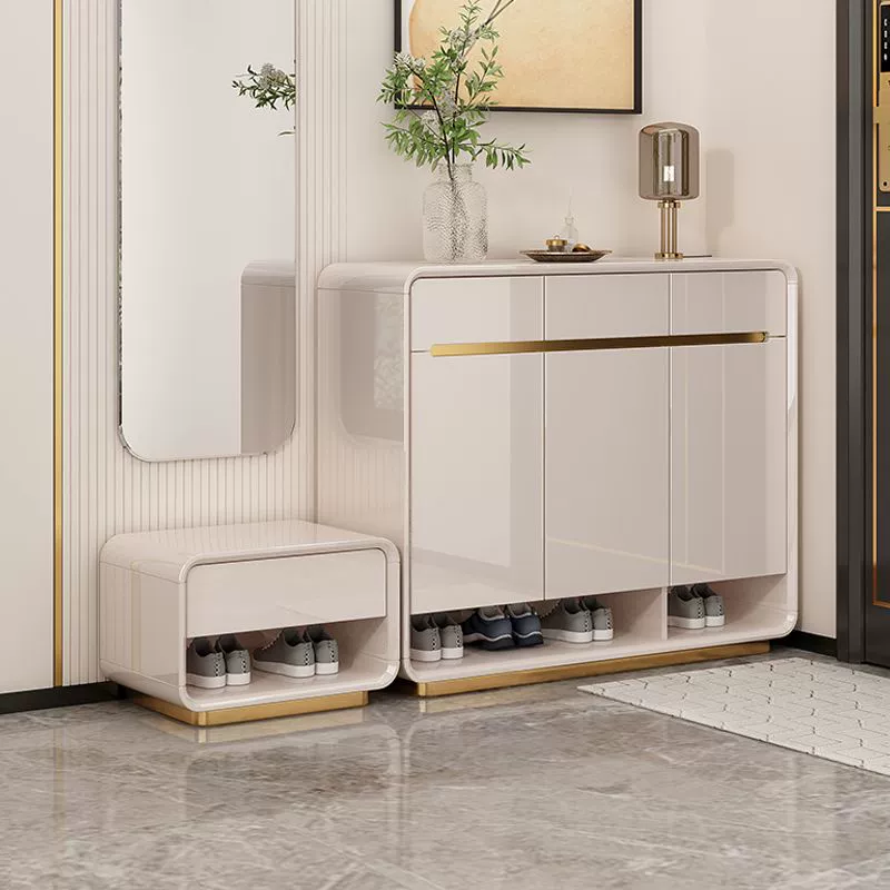 2024 Современный легкий роскошный обувной шкаф для смены обуви и табурет
