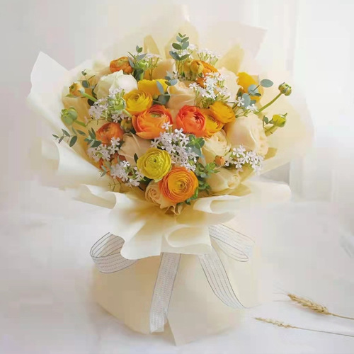 Flower packaging solid color matte paper wholesale translucent waterproof Korean paper flower shop bouquet packaging material matte paper