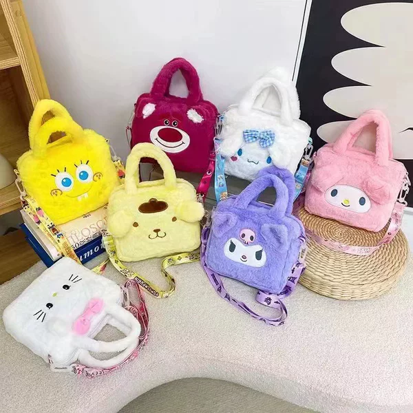 Cross-Border Dropshipping of Handbags, Crossbody Bags, Cartoon Sanrio Plush Toys, Single and Double Shoulder Bags, Stuffed Animals, and Claw Machine Dolls