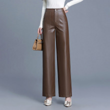 时尚PU皮裤高腰直筒裤秋冬季加绒款不加绒款防寒秋冬季长款女裤