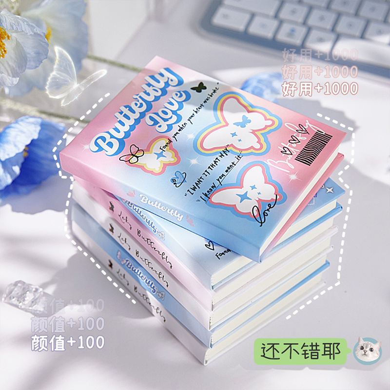 Nuevo cuaderno de bolsillo de mariposa mini cuaderno portátil para estudiantes lindo y de alto valor a7 cuaderno pequeño de línea horizontal