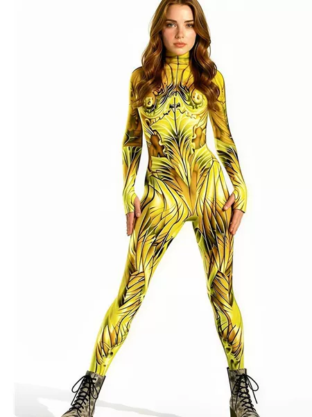 2026 Cross-Border Hot-Selling Tattoo Pattern Bodysuit 3D Digital Printing Adult Cosplay Jumpsuit