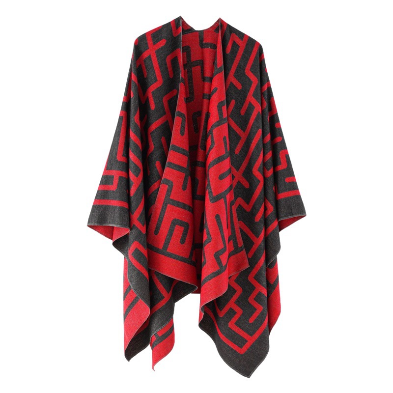 Chal de capa de dos colores de doble cara para mujer nuevo chal simple de cuatro estaciones capa de Cachemira con aire acondicionado