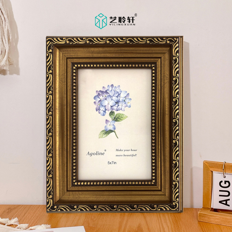 Customized Imitation Solid Wood Ps Foam Photo Frame Empty Frame with Plexiglass Picture Frame Table Polaroid Photo Frame 6inch Photo Frame