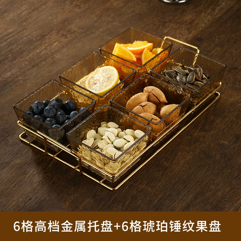 Ларейка-тарелка Snack tray (Nordic INS) акриловые многоотсековые сервировочные блюда, золотая рама и варианты из бамбука