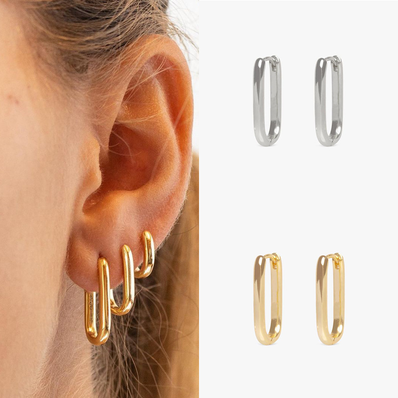 1 Paar Einfacher Stil U-Form Kupfer Ohrringe display picture 1