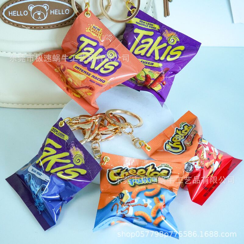 Cross-Border Artificial Food Toy Takis Cheetos Snack Bag Keychain Cheetos Mexican American Charm