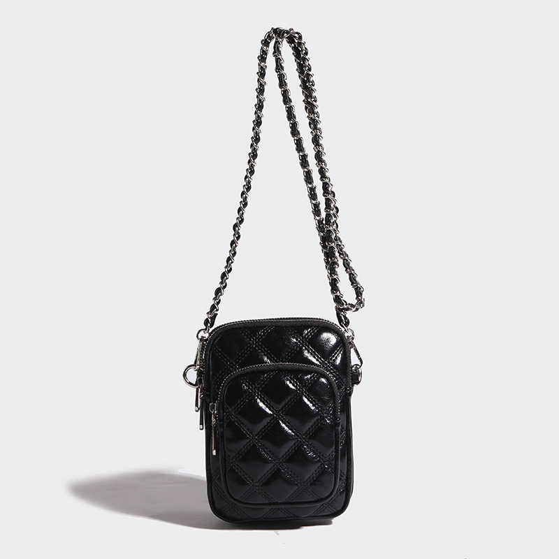 Bolsos de mujer 2025 nuevo bolso de cadena de rombos de moda coreana bolso pequeño de mensajero de un solo hombro bolsa de teléfono móvil en stock bags