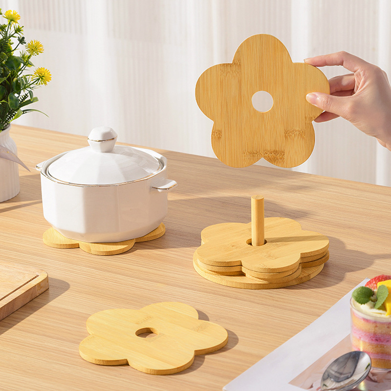 Almohadilla de aislamiento térmico de madera maciza Almohadilla para mesa de comedor a prueba de escaldaduras para el hogar Almohadilla para olla de arena redonda Almohadilla para cuenco Almohadilla para plato Almohadilla para plato Almohadilla antitérmica