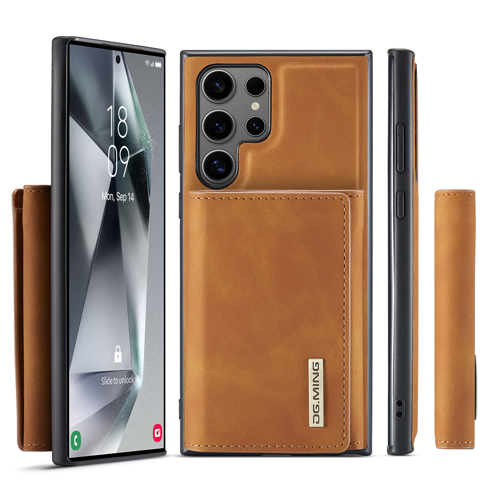 M1 für Samsung S24 Ultra Multifunktions-Geldbörsen-Schutzhülle S23 Ultra Magnetische geteilte Geldbörsen-Lederhülle_voghion.com