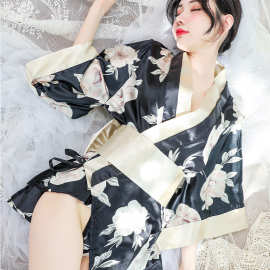 工厂店新情趣内衣女式和服性感仿真丝缎面睡衣睡裙制服诱惑套装厂