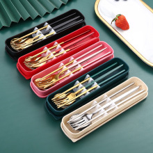 葡萄牙不锈钢便携餐具套装筷子勺子叉子旅行盒学生三件套礼品logo